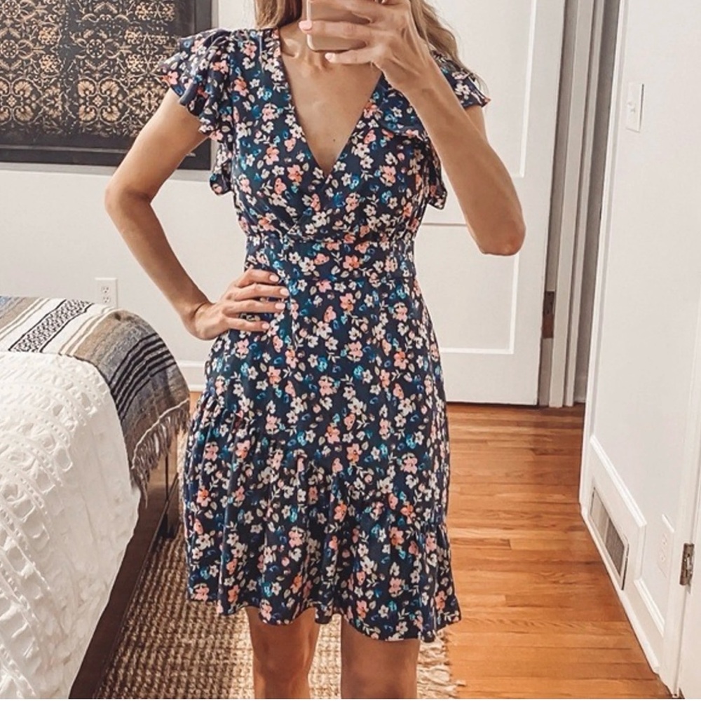 Rachel Rachel Floral Midi Dress - Dark Navy and Pink